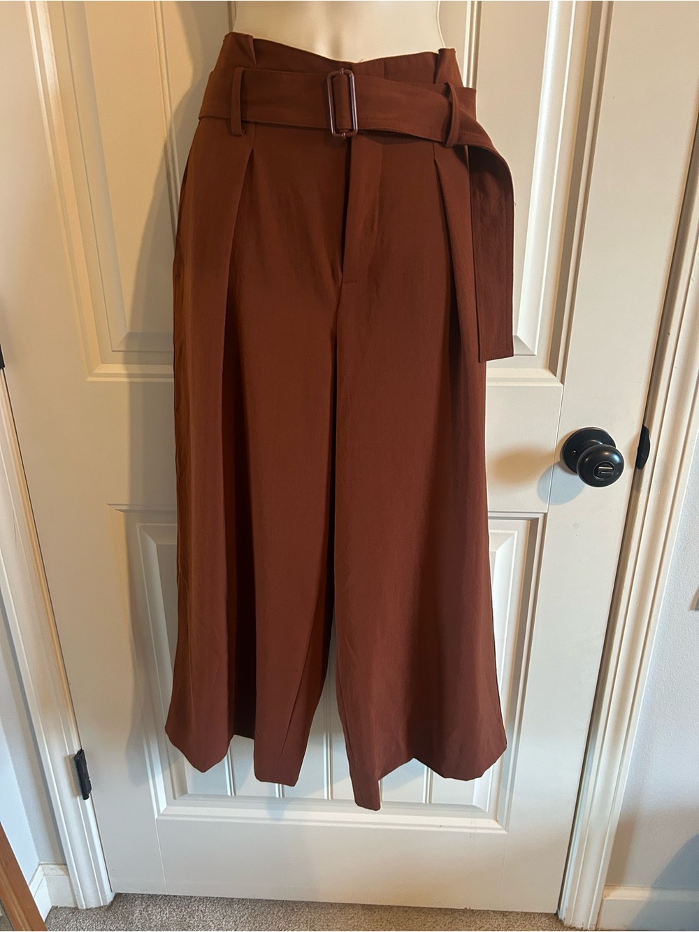 NEW Vince High Rise Belted Wide Leg Culottes in the shade Rust Sz 2 - Picture 6 of 11